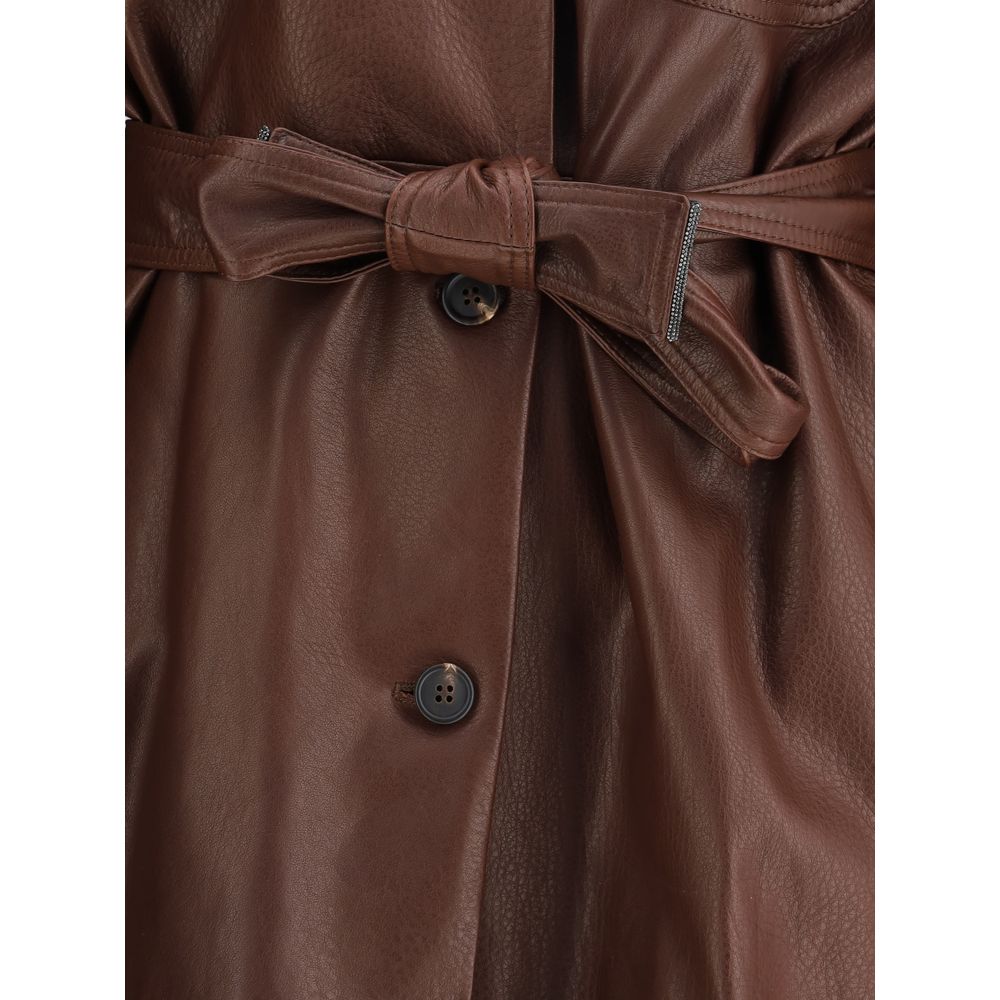 Brunello Cucinelli Saharan Leather Jacket: Elegant Calfskin, Tailored Fit, Knot Sash Detail