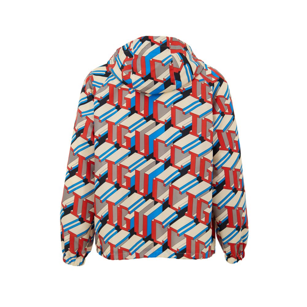Gucci Multicolor Polyamide Jacket: Geometric Print, Zippered, Hooded, Adjustable Waist