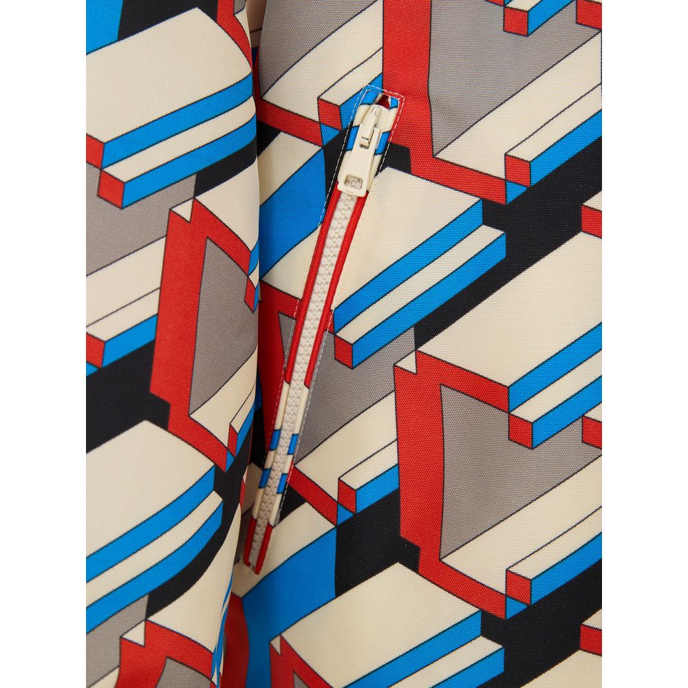 Gucci Multicolor Polyamide Jacket: Geometric Print, Zippered, Hooded, Adjustable Waist