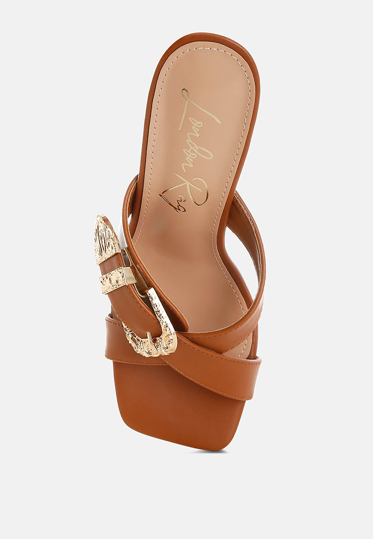 Mohaya Engraved Metallic Buckle Sandals-4